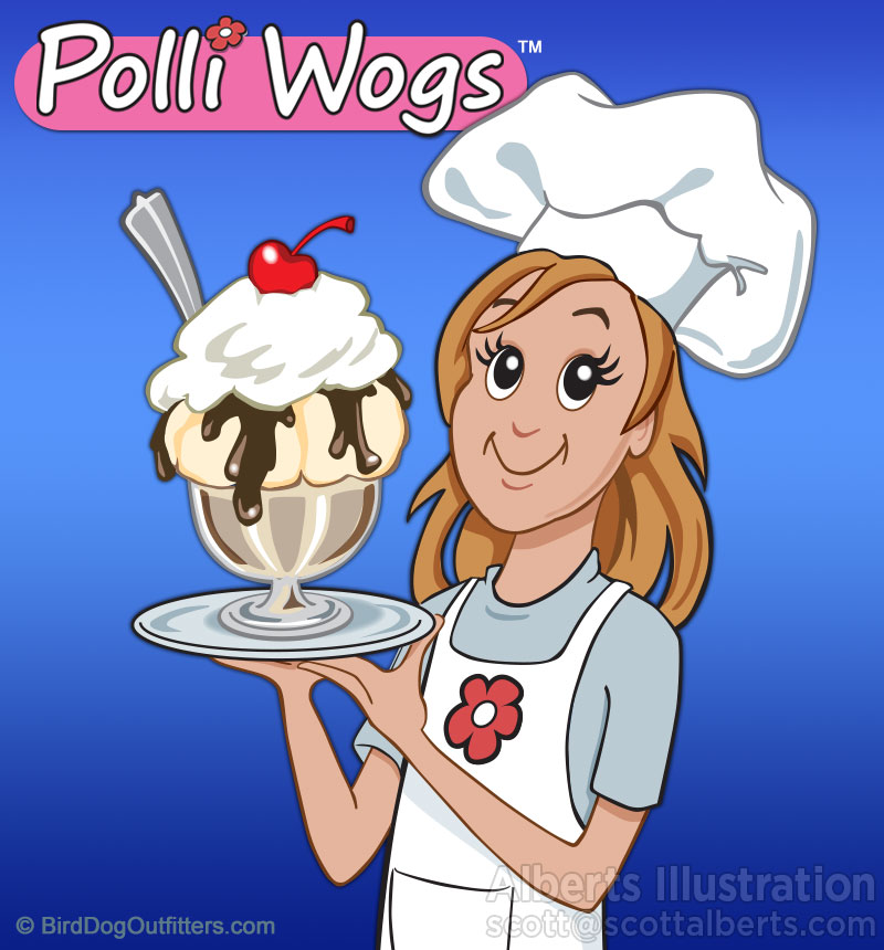 Polli Wogs, character design created with Author Heather Rawlings Davis. Digital vector art illustration.