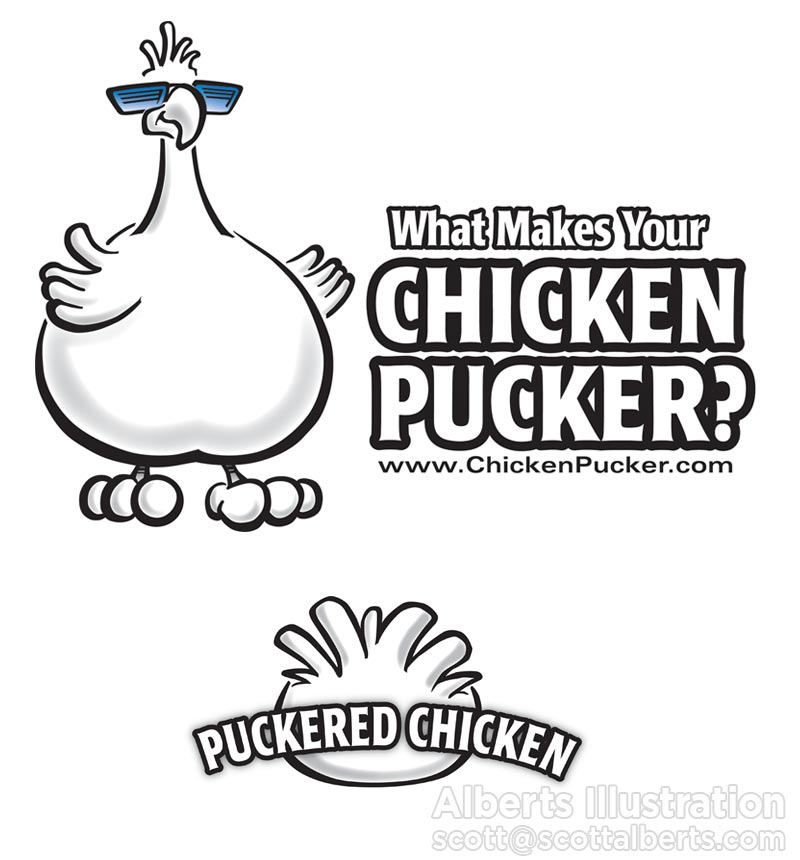 Character Design - Chicken Pucker Logo - Alberts Illustration