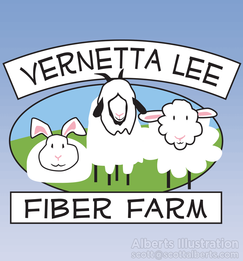 Logo Design Portfolio - Vernetta Lee Fiber Farm Logo - Alberts Illustration